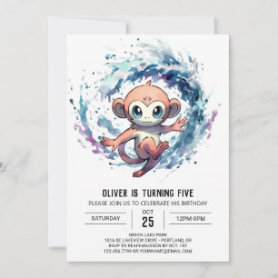 Convite Whimsable Editable Monkey Birthday