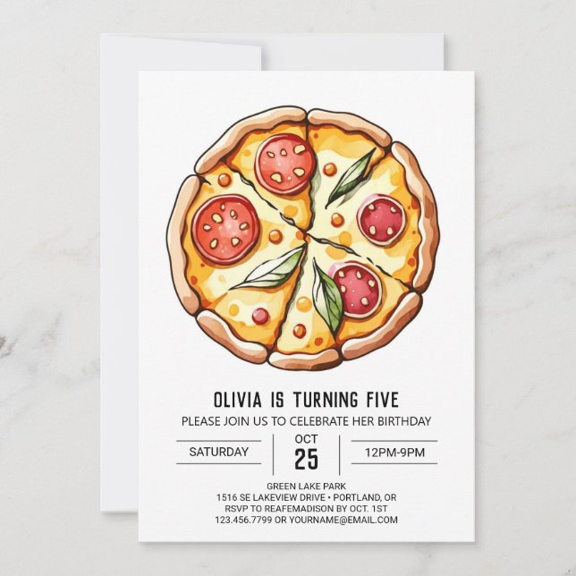 Convite Whimsic Boho Pizza Birthday (Frente)
