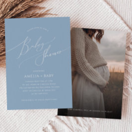 Convite Whimsic Dusty Blue | Chá de fraldas de fotos