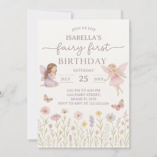 Convite Whimsic Fairy First Birthday Invite