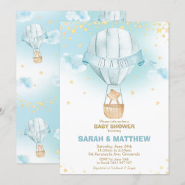 Convite Whimsic Hot Air Balloon Chá de fraldas Bear Boy