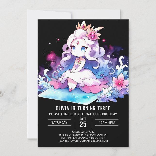 Convite Whimsic Little Princess Birthday (Frente)