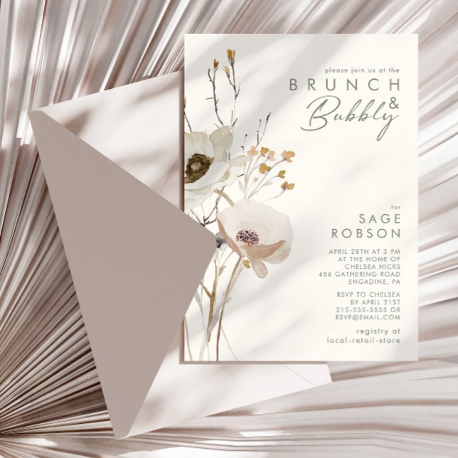 Convite Whimsic Wildflower | Ivory Brunch e Bubble (Criador carregado)