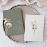 Convite Whimsic Wildflower | Sage Green Wedding<br><div class="desc">Este Flor Selvagem Branca | O convite para o casamento do Sage Green é perfeito para o seu simples e elegante casamento do Boho. As flores silvestres de aquarela minimalistas ajudarão a dar vida à sua visão! O design de bonito flores brancas e douradas, com toques de púrpura e amarela,...</div>