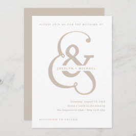 Convite Whimsical Ampersand | Casamento branco e bege