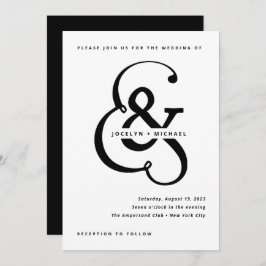 Convite Whimsical Ampersand | Casamento Negro e Branco