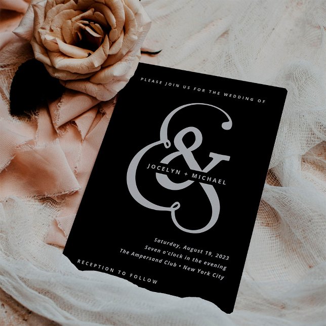 Convite Whimsical Ampersand | Casamento Negro Moody (Criador carregado)