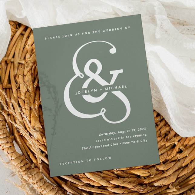 Convite Whimsical Ampersand | Sage Green Wedding (Criador carregado)