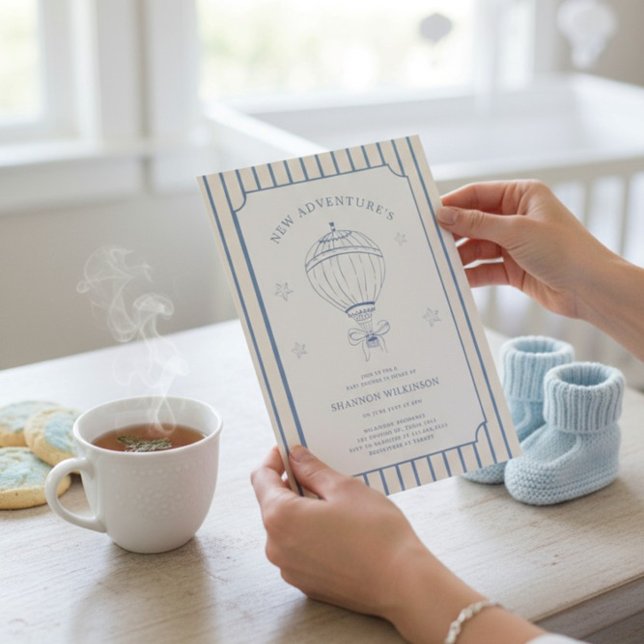 Convite Whimsical Balloon Stripes Baby Sprinkle Invitation (Criador carregado)