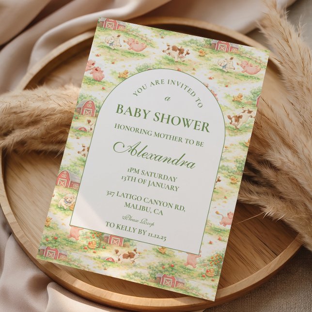 Convite Whimsical Barnyard Garden Baby Shower (Criador carregado)