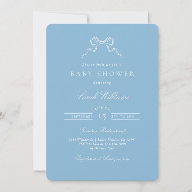Convite Whimsical Blue Bow Baby Shower Boy invitation (Frente)