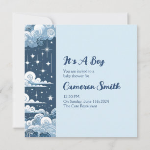 Convite Whimsical Blue Celestial