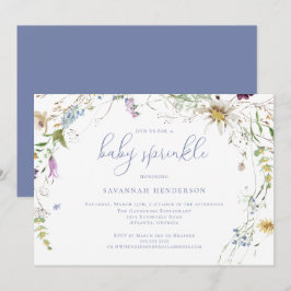 Convite Whimsical Blue Watercolor Flor Selvagem