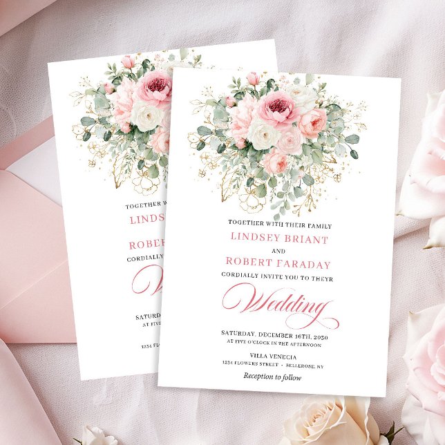 Convite Whimsical Blush Floral Boho Wedding Invitation (Whimsical Blush Floral Boho Wedding Invitation)