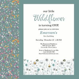Convite Whimsical Boho Color Wildflower 1st Birthday Party