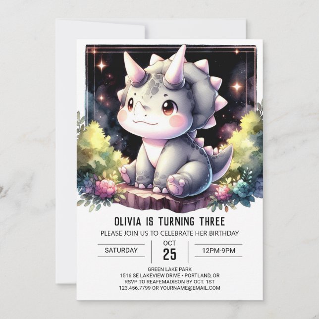 Convite Whimsical Boho Dino Bash Birthday (Frente)