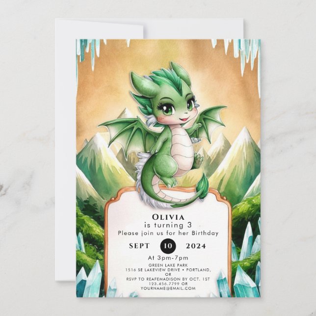 Convite Whimsical Boho Dragon Birthday (Frente)