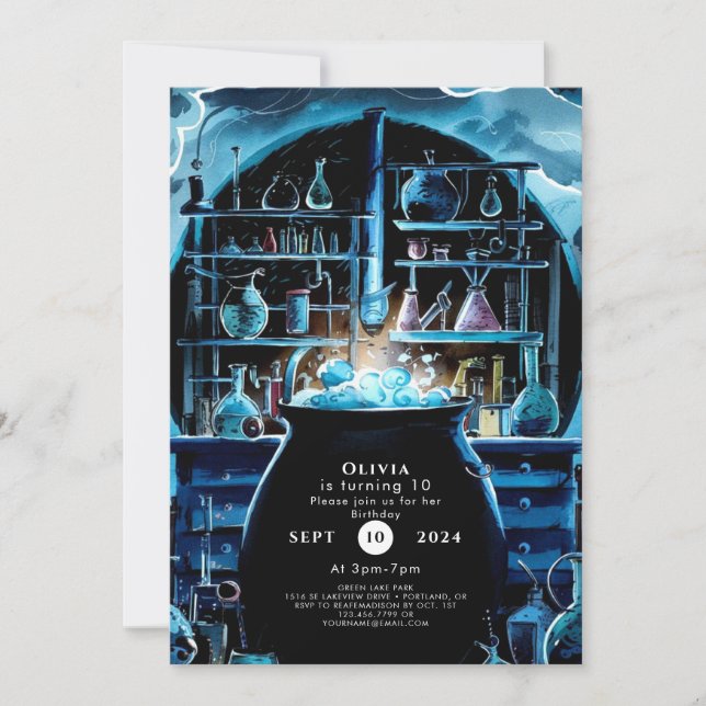 Convite Whimsical Boho Magic Scientist Aniversário (Frente)