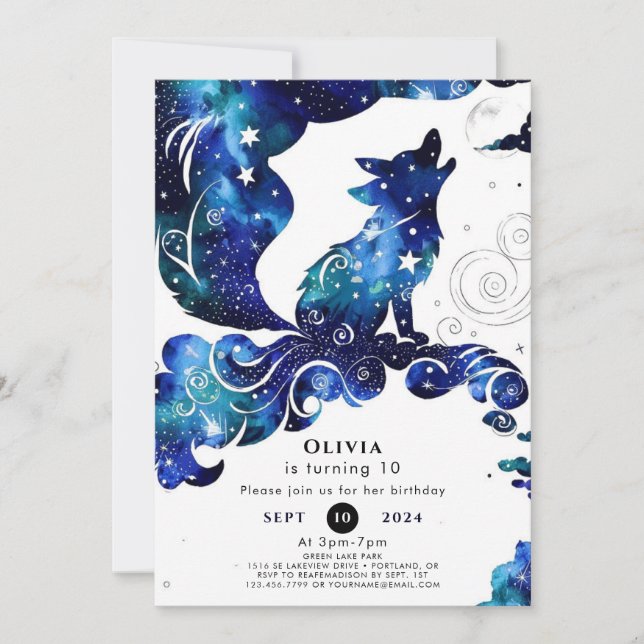 Convite Whimsical Boho Wolf Birthday (Frente)