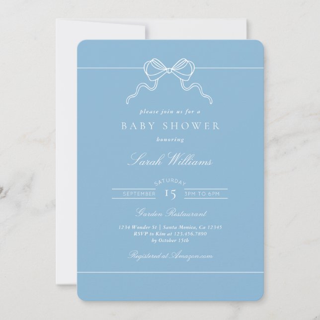 Convite Whimsical Bow Baby Shower Boy invitation (Frente)