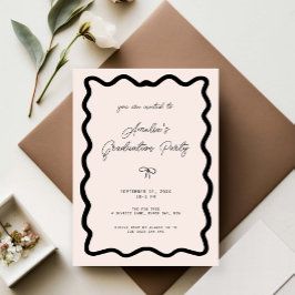 Convite Whimsical Bow cursive border graduation party