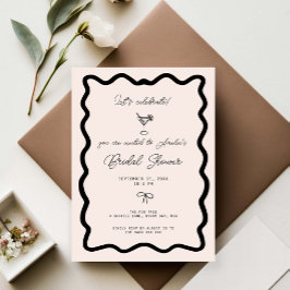 Convite Whimsical Bow cursive border martini bridal shower