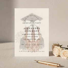 Convite Whimsical Bow Photo Graduation Party