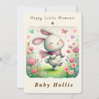 Convite Whimsical Bunny Baby Shower Invitation Soft Floral