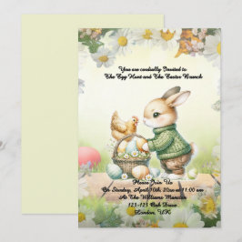 Convite - Whimsical Bunny Easter Brunch & Egg Hunt Invitat