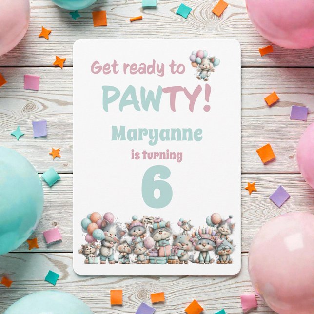 Convite Whimsical Cat Watercolor Birthday Invitation (Criador carregado)