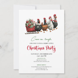 Convite Whimsical Chickens Holiday Celebration Party Card