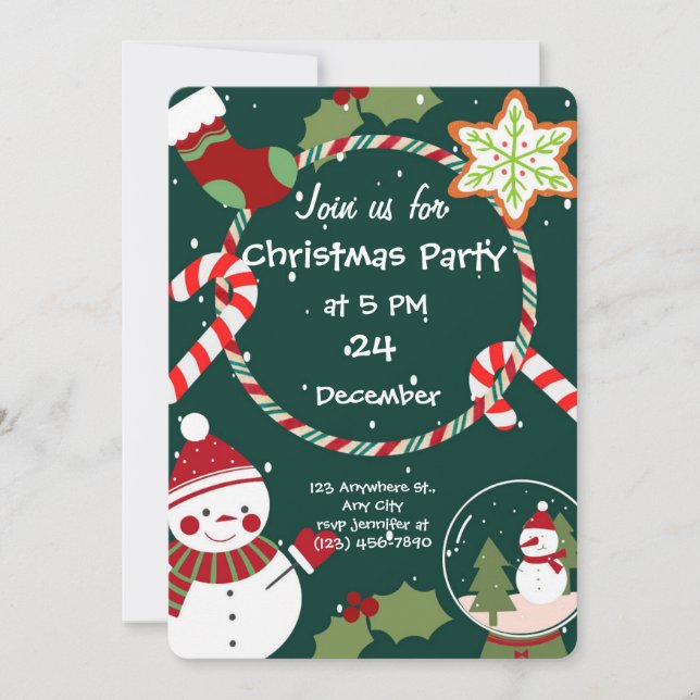 Convite Whimsical Christmas Party Invitation  (Frente)