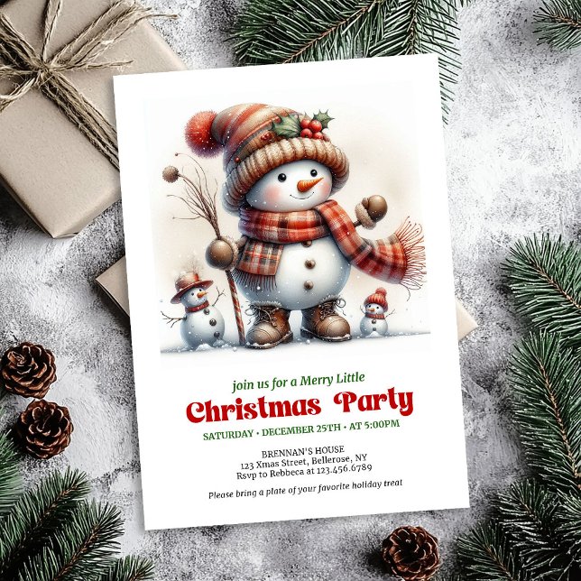 Convite Whimsical Christmas snowman invite kids fun DL (Whimsical Christmas snowman invite kids fun editable

)