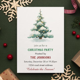 Convite Whimsical Christmas Tree Dinner Party Invitation