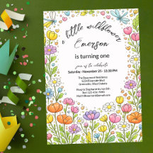 Whimsical Colorful Little Wildflower 1st Birthday 