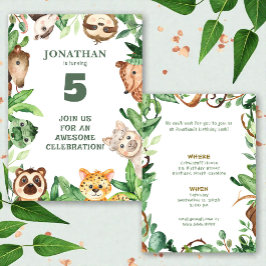 Convite Whimsical Custom Animal Jungle Birthday Invitation