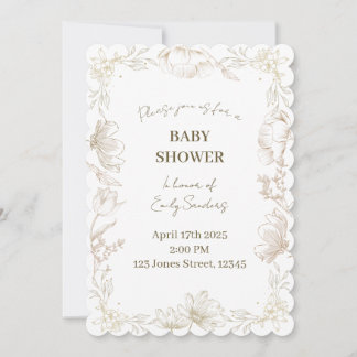 Convite Whimsical Delft Floral Baby Shower | Gender Reveal