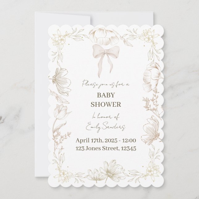 Convite Whimsical Delft Floral Baby Shower Invite (Frente)