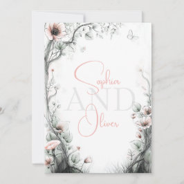 Convite Whimsical Delicate Blush Floral Branch 