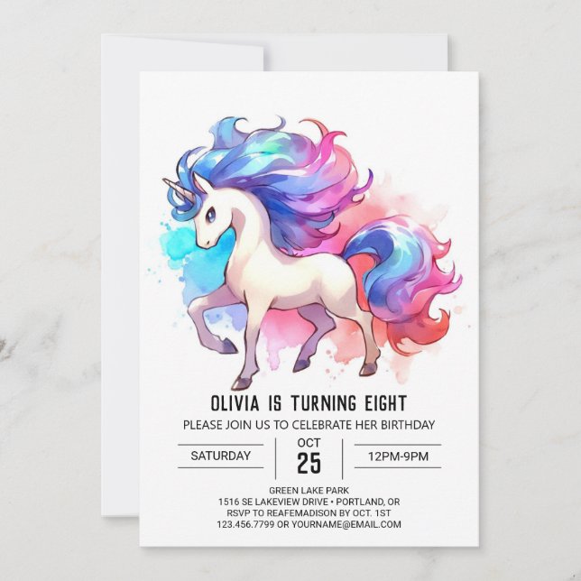 Convite Whimsical Digital Horse Aniversário (Frente)