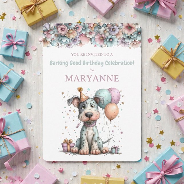 Convite Whimsical Dog Watercolor Birthday Invitation (Criador carregado)
