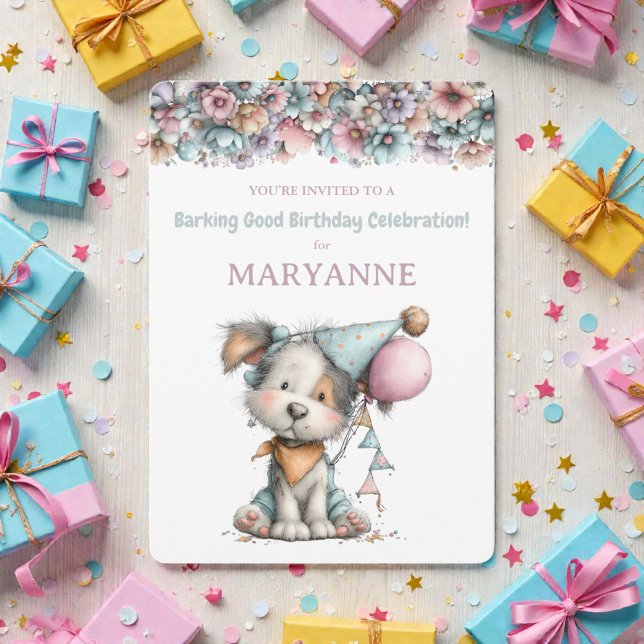 Convite Whimsical Dog Watercolor Birthday Invitation (Criador carregado)
