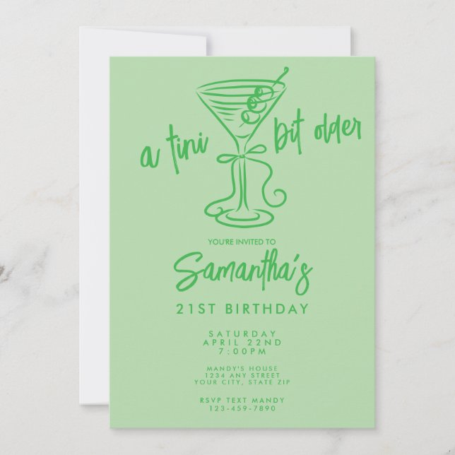 Convite Whimsical Doodle A Tini Bit Older 21st Birthday (Frente)