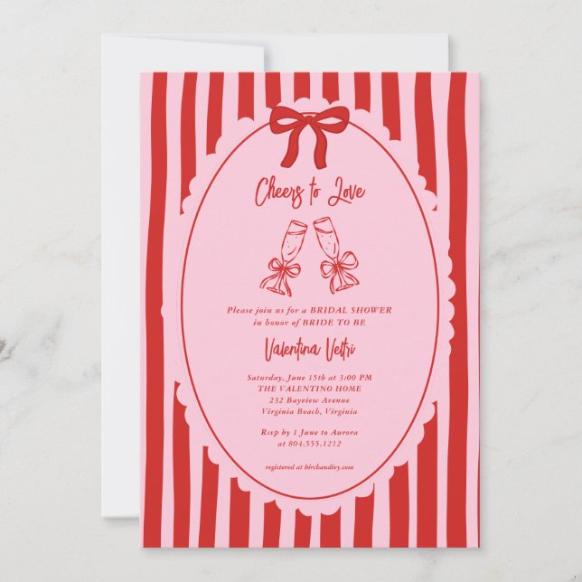 Convite Whimsical Doodle Cheers to Love Bridal Shower  (Frente)