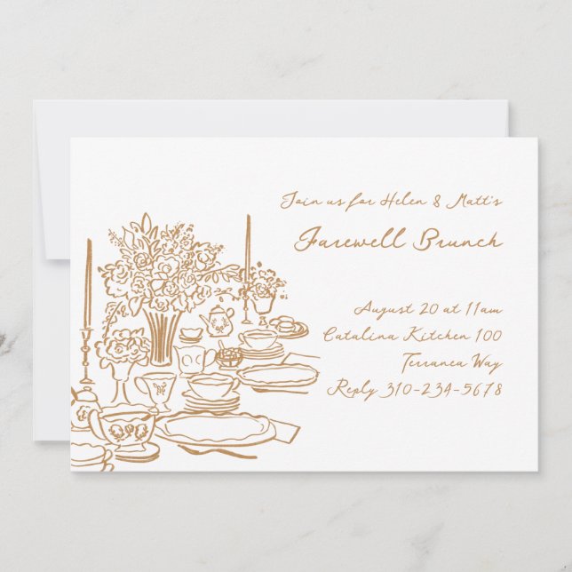 Convite Whimsical Doodle Farewell Brunch (Frente)