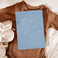 Convite Whimsical Dusty Blue Baby Brunch