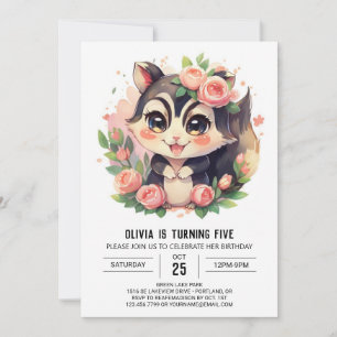 Convite Whimsical Elegant Skunk Birthday
