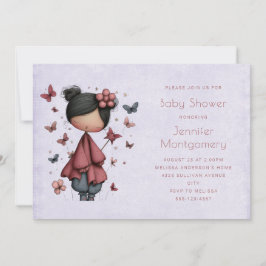 Convite Whimsical Fairy Doll Retro Cute Baby Shower