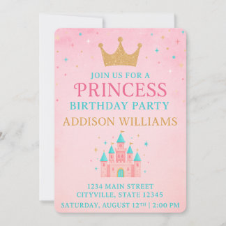 Convite Whimsical Fairytale Princess Castle Birthday