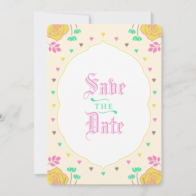 Convite Whimsical Fairytale Weding the Date Card (Frente)